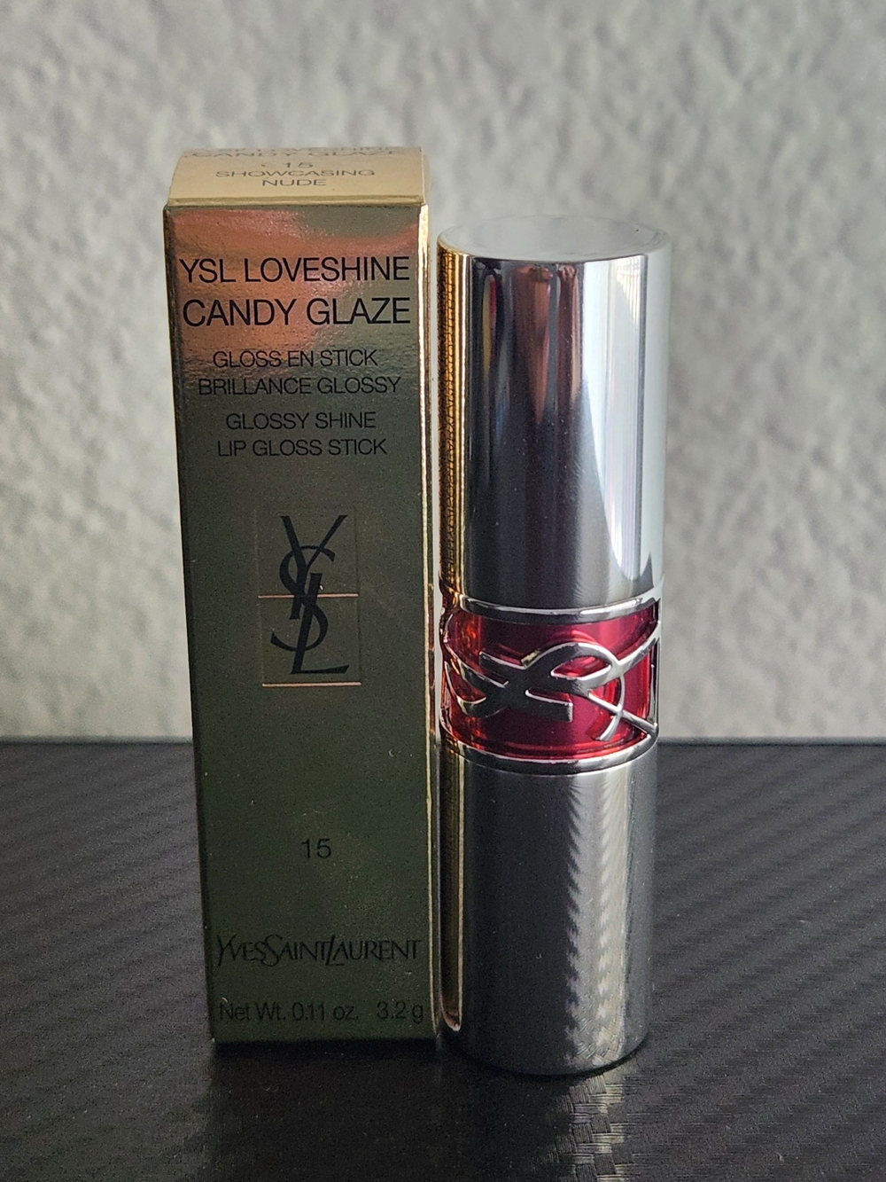 Yves Saint Laurent LoveShine Candy Glaze Lip Gloss Stick (15) Showcasing Nude